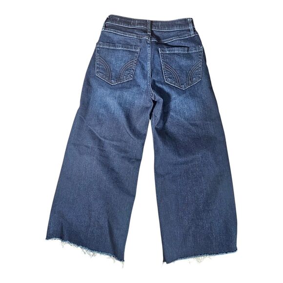 Hollister High Rise Culotte Classic Stretch Jeans Size 23 X 22 Raw Hem Blue - Picture 2 of 9